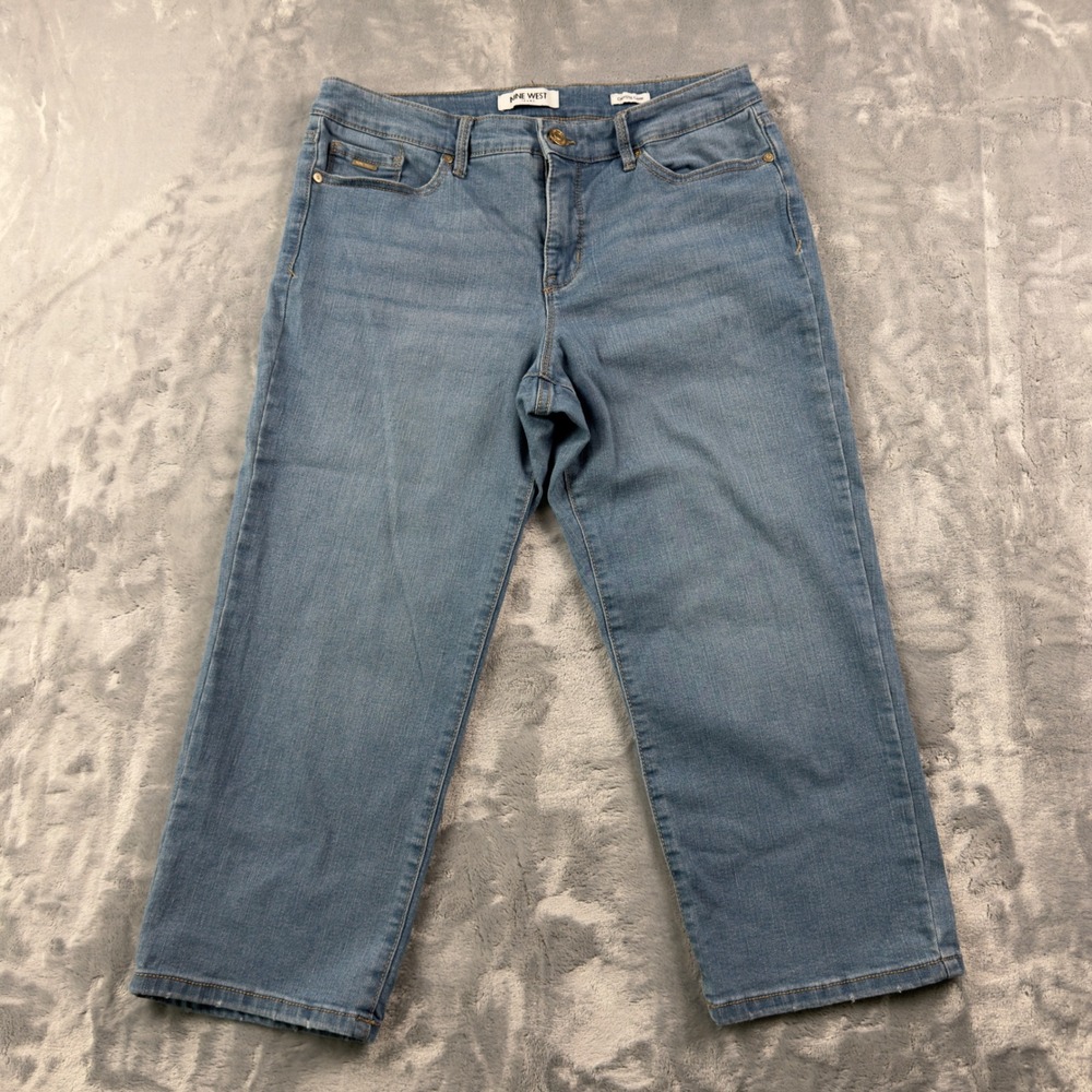 Nine West Jeans Chrystie Capri Womens 10 Blue Medium Wash Cropped Denim Pants